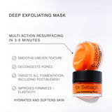 Dr Sebagh Deep Exfoliating Mask displayed with 'multi-action resurfacing in 3-5 minutes: combining hydration with exfoliation.