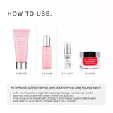 Dr Sebagh Rose de Vie Serum displaying how to use with other products including Rose de Vie Cleanser, Instant Fix Eye Lift Gel and Supreme Day Cream.