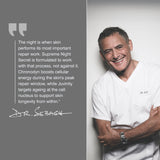 A split promotional graphic with a grey quote panel on the left and Dr Sebagh in white medical scrubs on the right. The quote is attributed to Dr Sebagh.