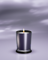 LINARI CIELO Duftkerze im amethystfarbenen französischen Glas mit schwarzem Bakelit-Deckel, sanft flammend