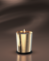 LINARI LUCE Duftkerze im hellgoldfarbenen französischen Glas mit Wengeholz-Deckel, warm leuchtend und sinnlich veredelt