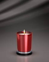 LINARI SFERA Duftkerze aus rubinrotem französischem Glas mit schwarzem Bakelit-Deckel, sanft flammend.