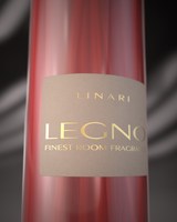 LINARI LEGNO Raumduft-Diffusor im rubinroten italienischen Glas mit Wengeholz-Deckel und naturfarbenen Stäbchen