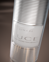 LINARI LUCE Raumduft-Diffusor aus italienischem Glas mit goldener Ringstruktur und edlem, klar schimmerndem Etikett