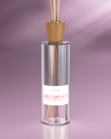 LINARI RUBINO Raumduft-Diffusor aus italienischem Klarglas mit Ahornholz-Deckel und naturfarbenen Kapillarstäbchen