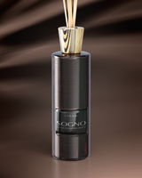 LINARI SOGNO Raumduft-Diffusor aus italienischem Glas mit Ringstruktur, Birkenholz-Deckel und naturfarbenen Kapillarstäbchen